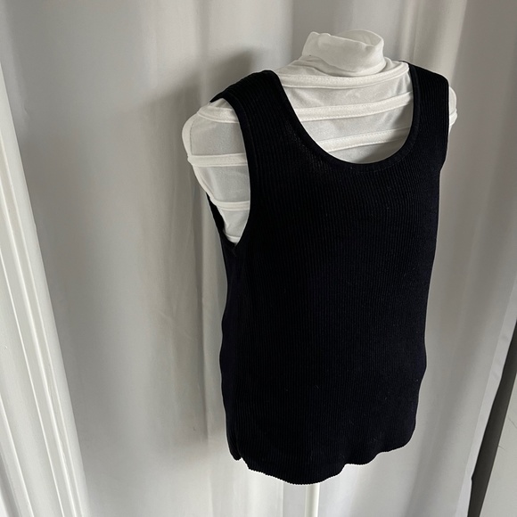 ESCADA Shell, Caviar Knit Tank Top, Ribbed Sleeveless, Black, Size 40 / Medium - Picture 3 of 10